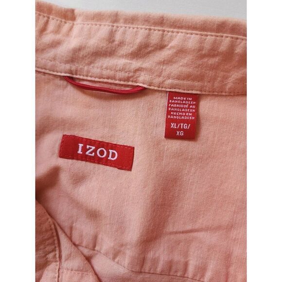 Izod Button Down Peach Short Sleeve Shirt in XL - Picture 5 of 5